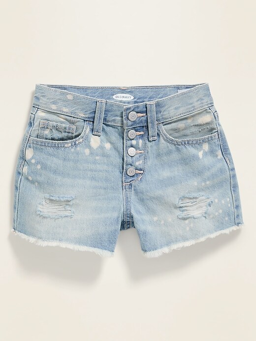 View large product image 2 of 3. Distressed Button-Fly Jean Shorts for Girls