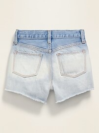 View large product image 3 of 3. High-Waisted Button-Fly Dip-Dye Jean Cut-Off Shorts for Girls