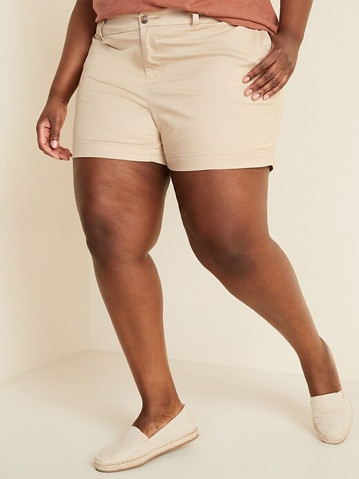 View large product image 1 of 1. Mid-Rise Plus-Size Everyday Twill Shorts - 5-inch inseam