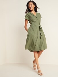 Waist-Defined Tie-Belt Shirt Dress | Old Navy