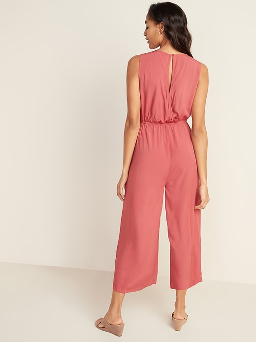 Image number 2 showing, Sleeveless Tie-Neck Wide-Leg Jumpsuit for Women