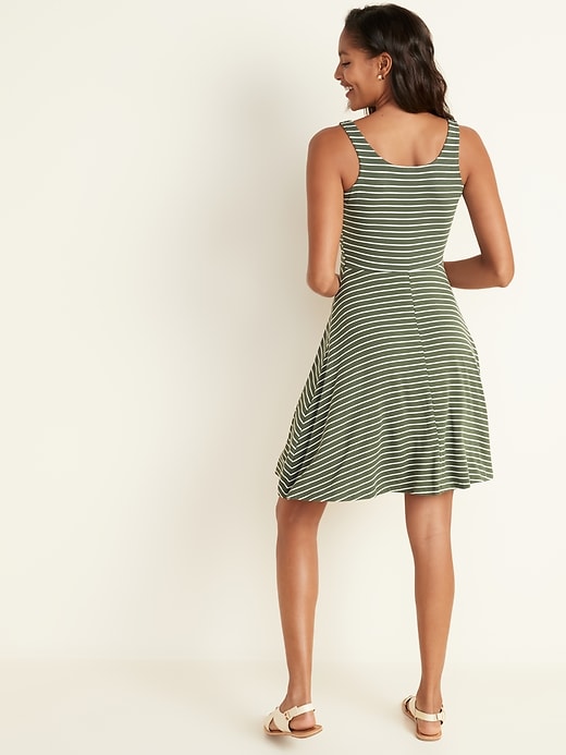 Image number 2 showing, Sleeveless Fit & Flare Striped Jersey Dress for Women