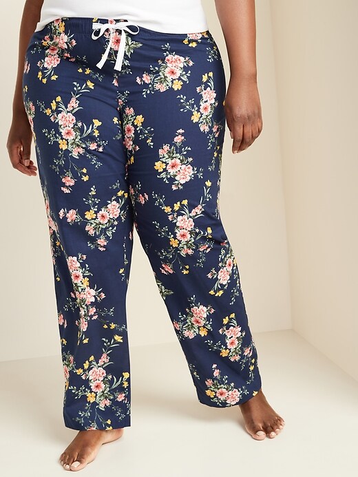 View large product image 1 of 2. Printed Poplin Plus-Size Pajama Pants