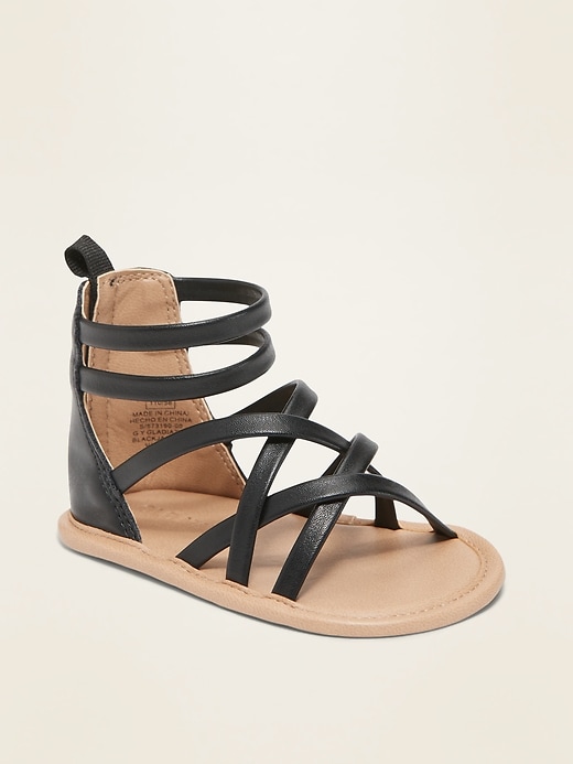 View large product image 1 of 4. Faux-Leather Cross-Strap Gladiator Sandals for Baby