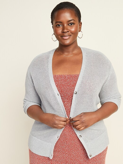 Plus size open knit cardigan hotsell