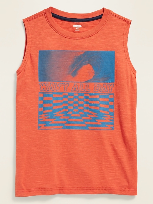 View large product image 1 of 1. Graphic Slub-Knit Muscle Tank Top For Boys