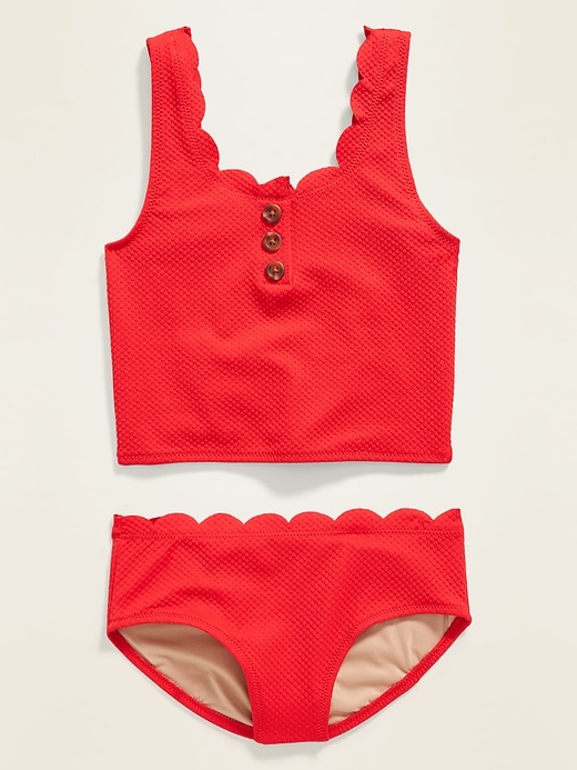 View large product image 2 of 2. Scallop-Trim Tankini Swim Set for Girls
