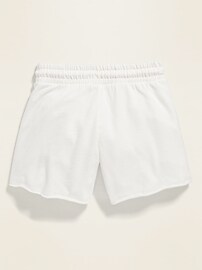 View large product image 3 of 3. Raw-Edged French Terry Midi Shorts for Girls