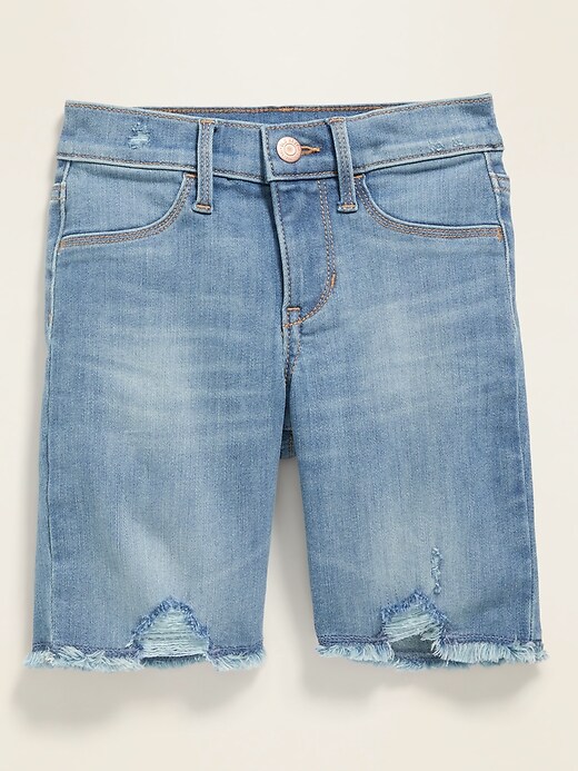 View large product image 2 of 3. Ballerina 360&#176 Stretch Distressed Cut-Off Jean Shorts for Girls