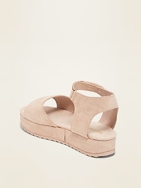 View large product image 3 of 3. Faux-Suede Flatform Sandals for Girls
