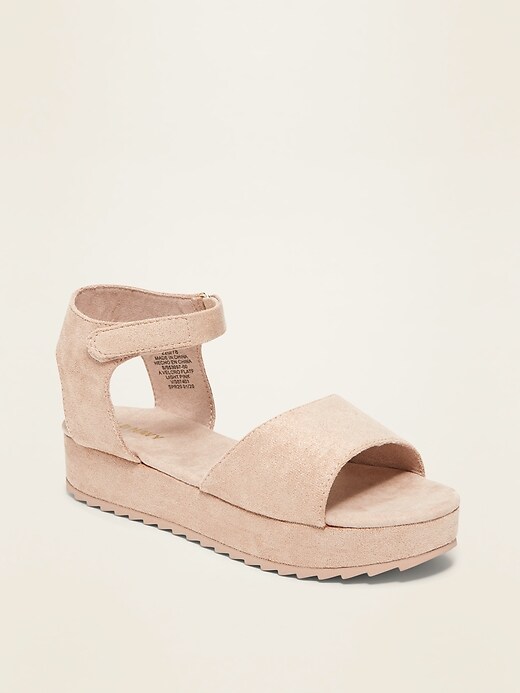 View large product image 1 of 3. Faux-Suede Flatform Sandals for Girls