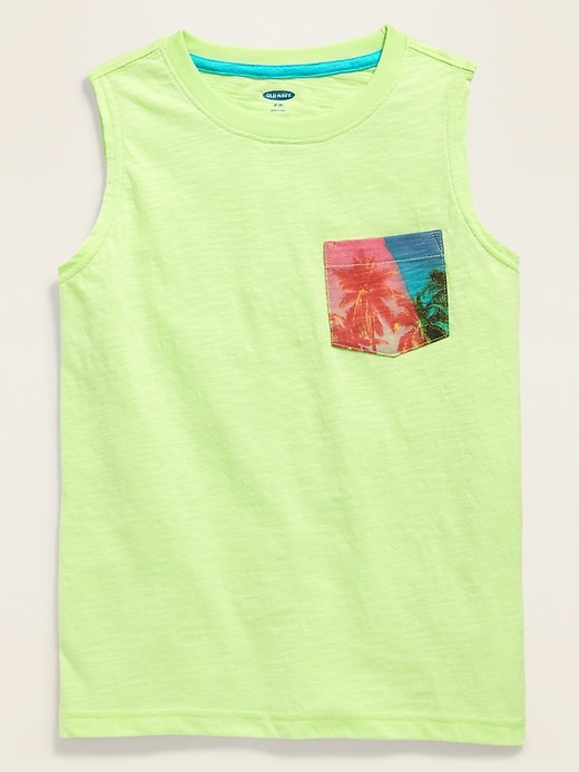 View large product image 1 of 1. Slub-Knit Pocket Tank Top For Boys