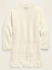 View large product image 3 of 3. Fringe-Hem Open-Front Sweater for Girls