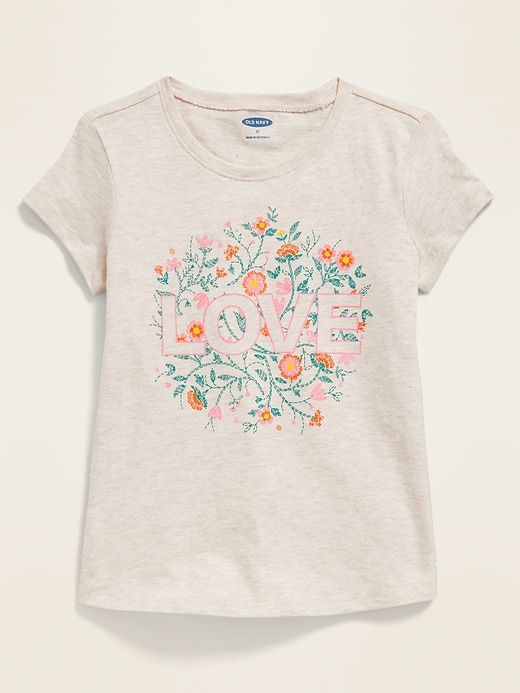 Voir une image plus grande du produit 1 de 1. T-shirt à imprimé à col échancré pour toute-petite fille