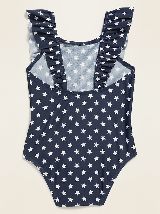 View large product image 2 of 2. Star-Print Ruffle-Strap Swimsuit for Toddler Girls