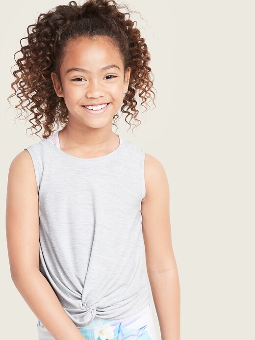 View large product image 1 of 1. Ultra-Soft Breathe ON Go-Dry Twist-Hem Tank Top for Girls