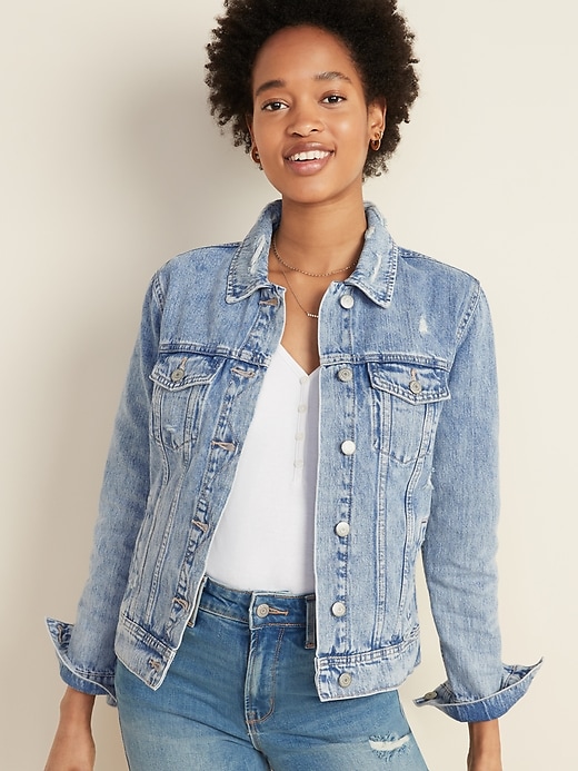 Image number 1 showing, Distressed Jean Jacket for Women