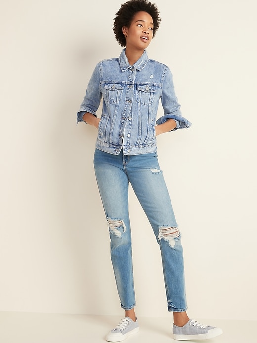Image number 3 showing, Distressed Jean Jacket for Women