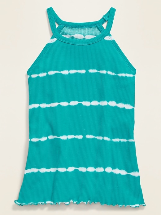 Voir une image plus grande du produit 1 de 3. Haut bain-de-soleil en tricot côtelé à rayures teintes par nœuds pour fille