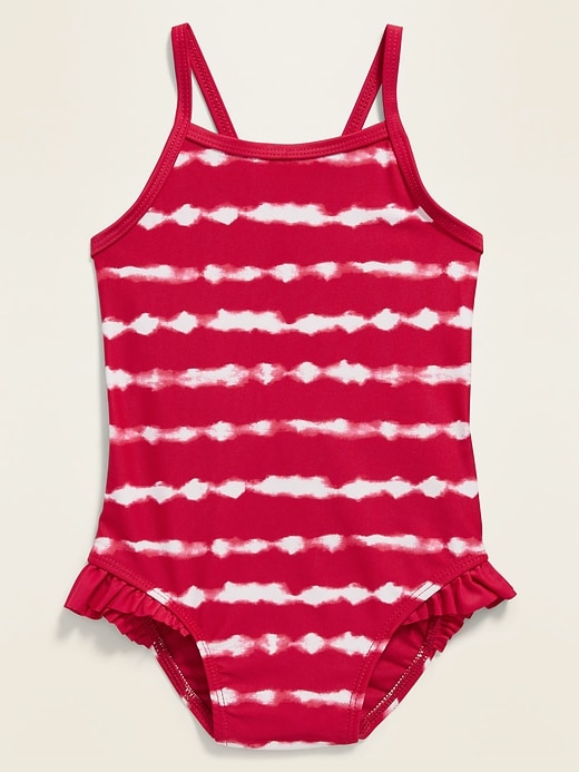 View large product image 1 of 1. Cross-Back Ruffle-Trim Swimsuit for Toddler Girls