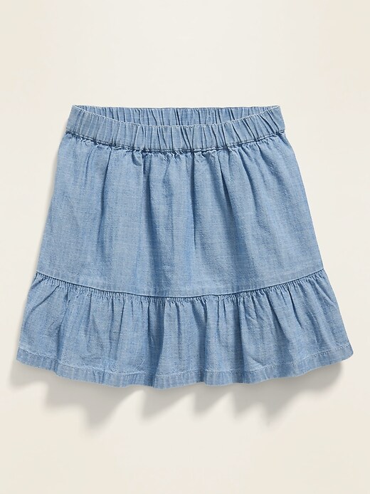 View large product image 1 of 3. Tiered Chambray Skirt for Toddler Girls