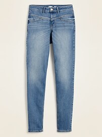 View large product image 3 of 3. High-Waisted Seamed-Yoke Rockstar Super Skinny Jeans for Women