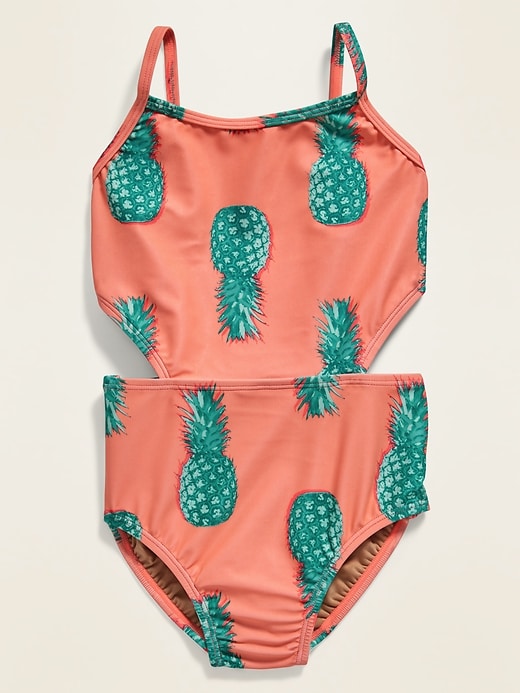 View large product image 1 of 2. Patterned Cut-Out-Waist One-Piece Swimsuit for Girls