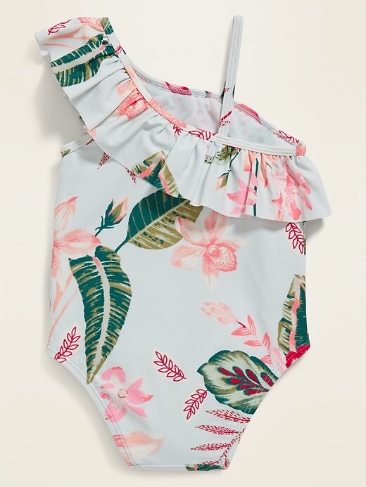 View large product image 2 of 2. Printed Ruffle One-Shoulder Swimsuit for Toddler Girls