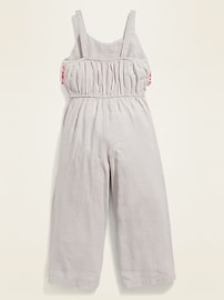 View large product image 3 of 3. Ruffled Sleeveless Linen-Blend Jumpsuit for Girls