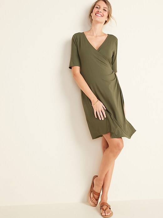 View large product image 1 of 1. Maternity Faux-Wrap Jersey Dress
