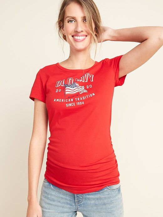 Image number 1 showing, Maternity 2020 U.S. Flag Graphic Tee