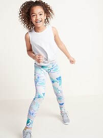 View large product image 3 of 3. Mid-Rise Go-Dry Elevate 7/8-Length Mesh-Trim Leggings for Girls