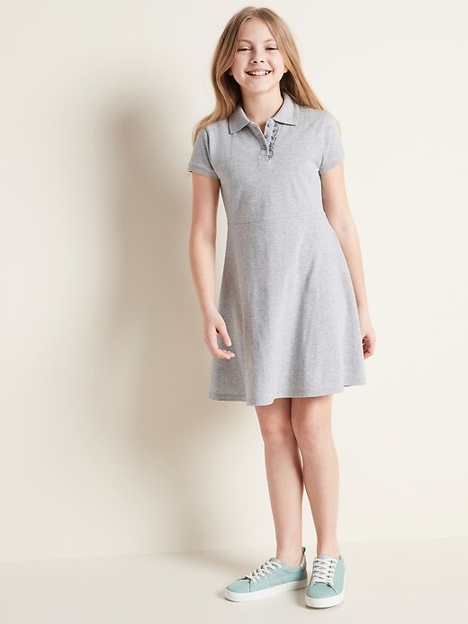 View large product image 1 of 1. Pique-Knit School Uniform Polo Dress for Girls