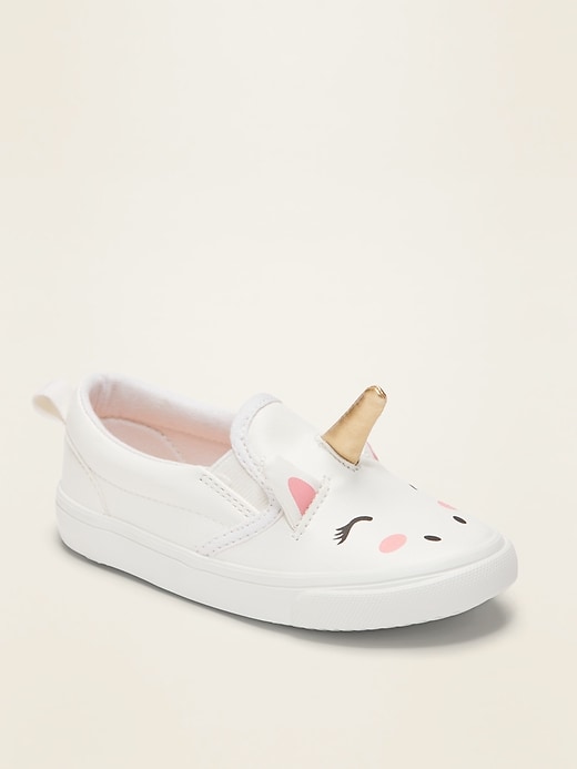 View large product image 1 of 4. Unisex Unicorn Slip-On Sneakers For Toddler