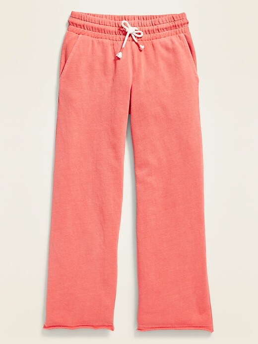 View large product image 1 of 3. Garment-Dyed French Terry Wide-Leg Cropped Pants for Girls