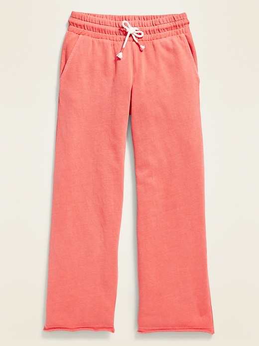 View large product image 2 of 3. Garment-Dyed French Terry Wide-Leg Cropped Pants for Girls