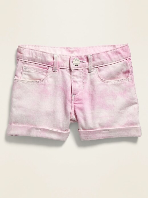 View large product image 1 of 3. Pink Tie-Dyed Jean Shorts for Toddler Girls