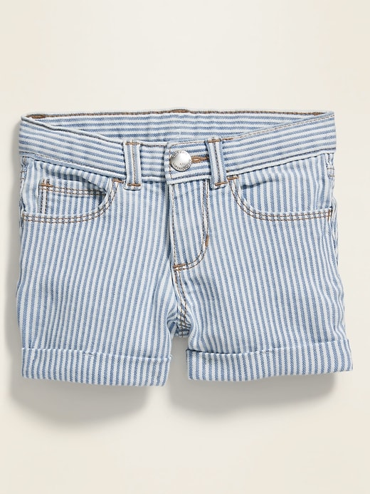 View large product image 1 of 3. Cuffed Railroad-Stripe Jean Shorts for Toddler Girls