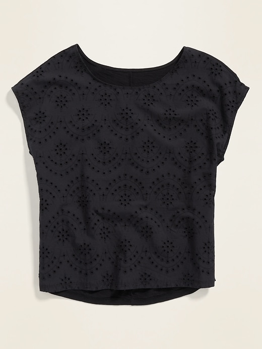 View large product image 1 of 1. Eyelet-Front Dolman-Sleeve Top for Women