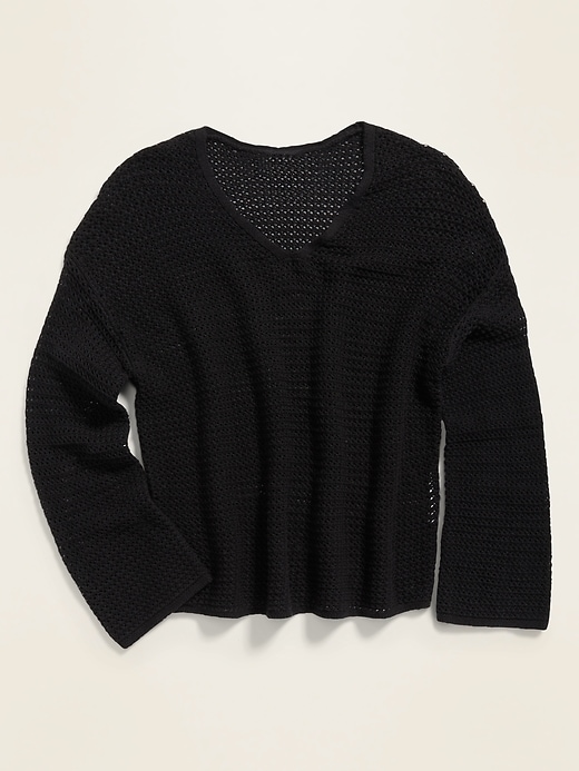 Slouchy Crochet V-Neck Sweater for Women | Old Navy