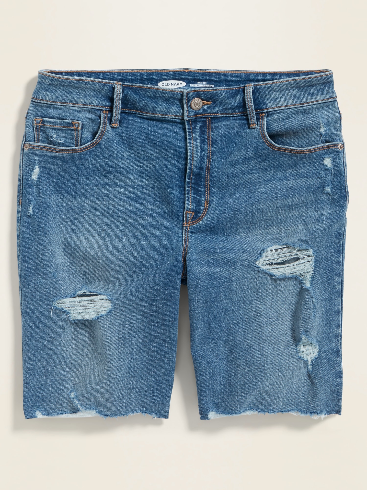 Buy Blue Ripped Bermuda Denim Shorts for Women Online