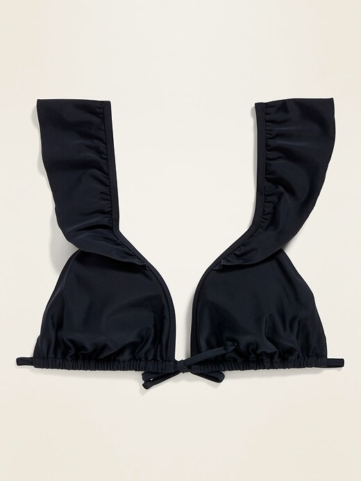 View large product image 1 of 1. Ruffled Flutter-Sleeve Bikini Swim Top