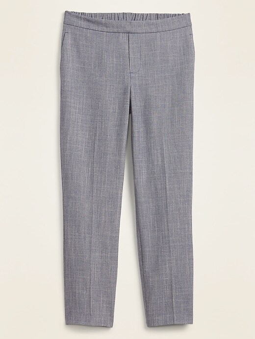 View large product image 1 of 1. Mid-Rise Pull-On Textured Straight-Leg Pants