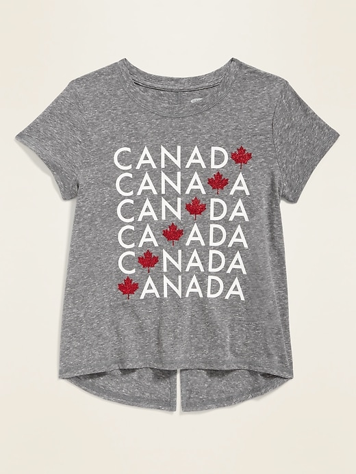 Voir une image plus grande du produit 1 de 1. T-shirt à dos fendu à imprimé Canada pour fille