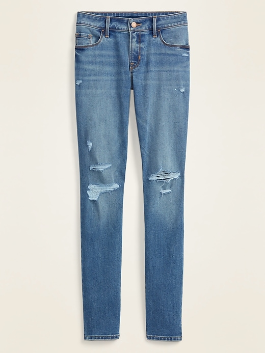 View large product image 1 of 1. Low-Rise Distressed Pop Icon Skinny Jeans for Women
