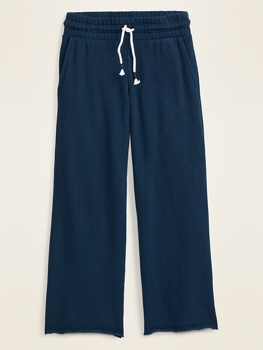 View large product image 1 of 1. Garment-Dyed French Terry Wide-Leg Cropped Pants for Girls