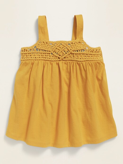 View large product image 1 of 1. Braided-Yoke Sleeveless Jersey Top for Toddler Girls
