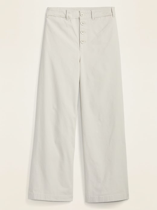 View large product image 1 of 1. Extra High-Waisted Button-Fly Wide-Leg Cropped Chinos for Women