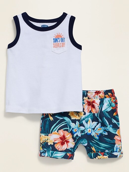 View large product image 1 of 1. Pocket Tank Top & Cuffed Shorts Set for Baby