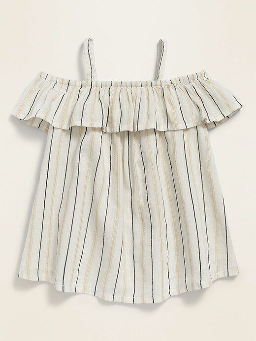 View large product image 1 of 1. Off-the-Shoulder Metallic-Stripe Top for Toddler Girls